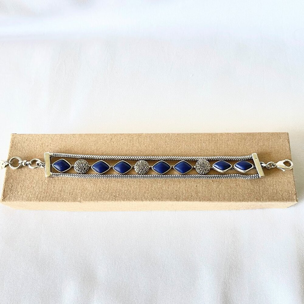 Lucky Brand Silver-Tone Lapis Layer Bracelet